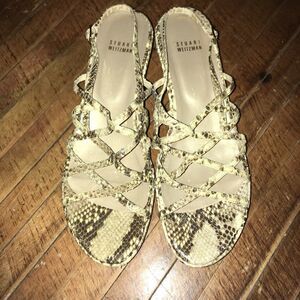 Stuart Weitzman luxe snakeskin print platform sandals